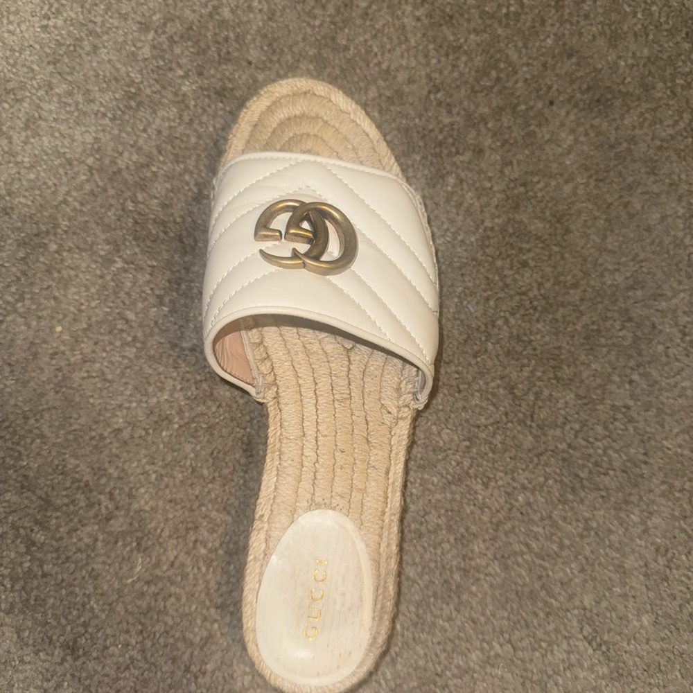 Gucci White Espadrille Flats
